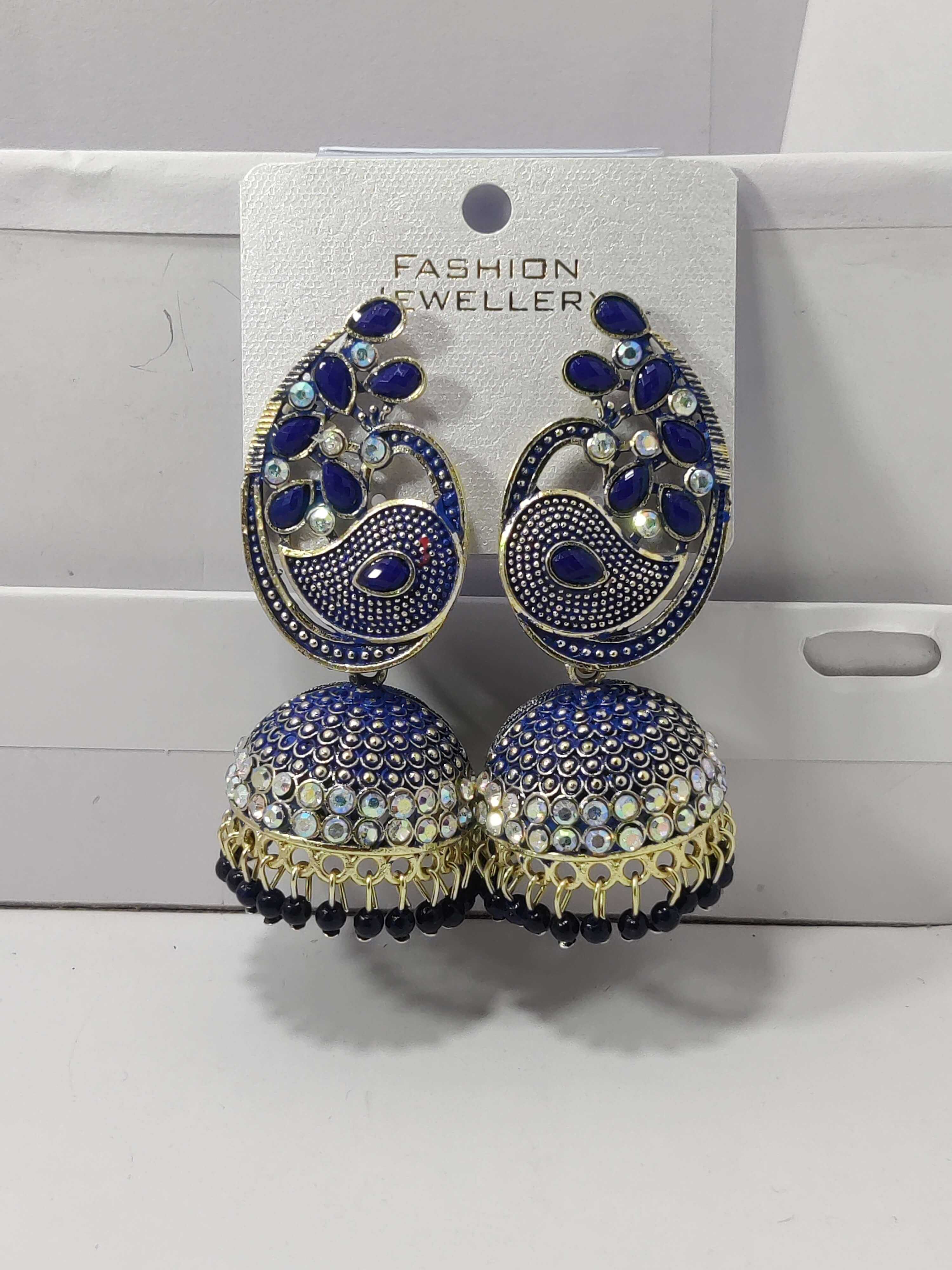 Trending Oxidised Meenakari  JHUMKI Blue