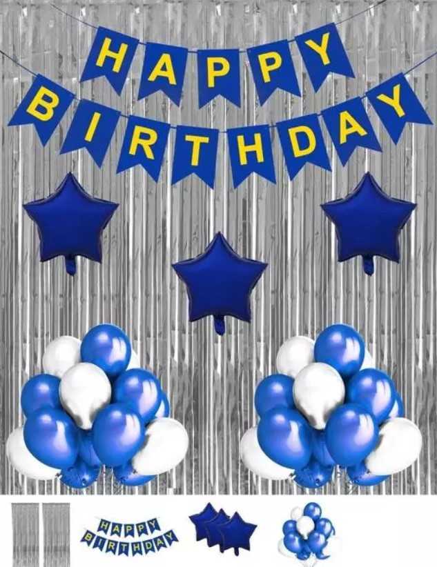 Birthday Decor Theme Set -White Blue