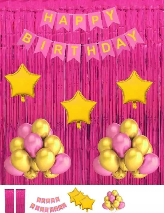 Birthday Theme Golden Pink Combo