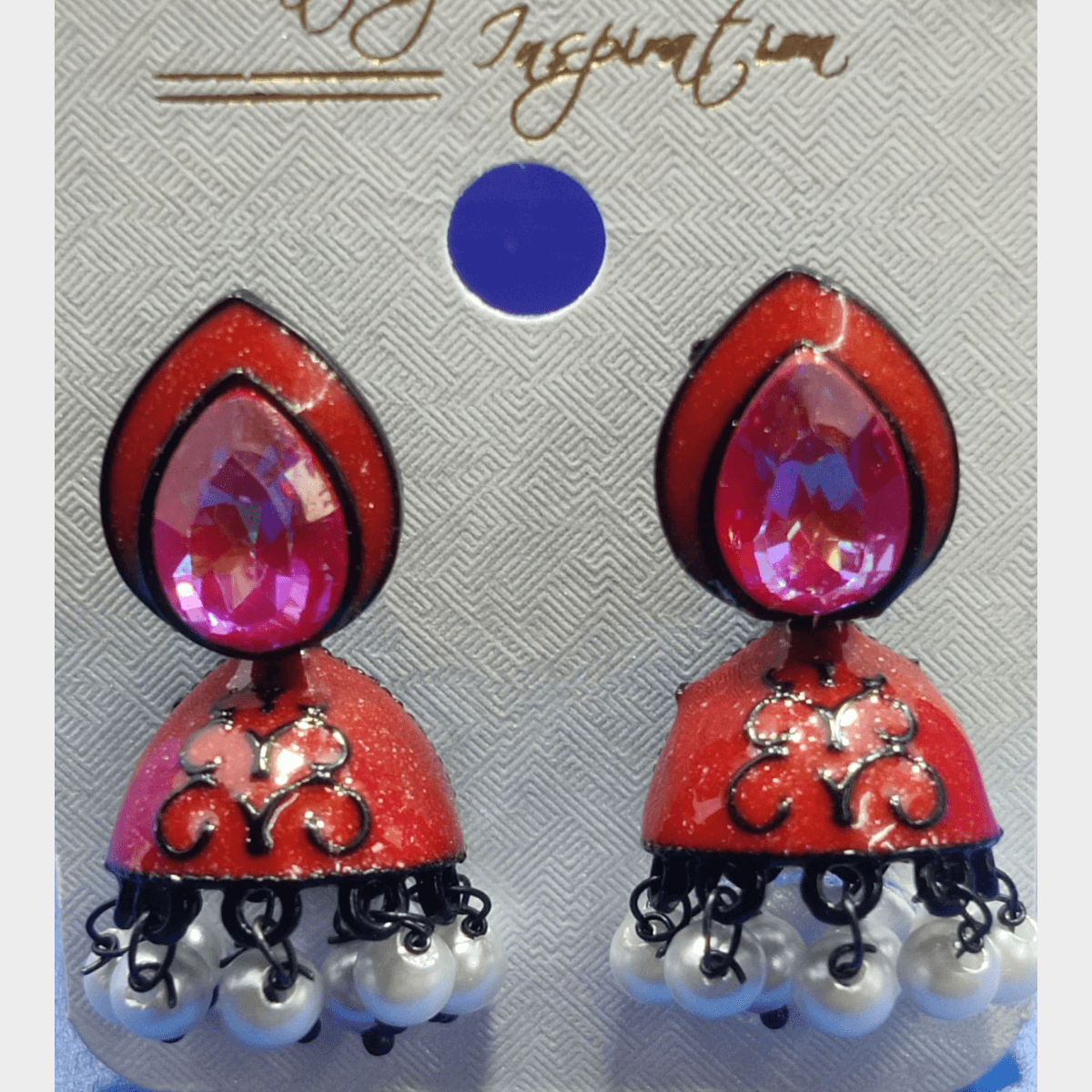 Stylish Earrings Red Black Color Mixed - 1Set