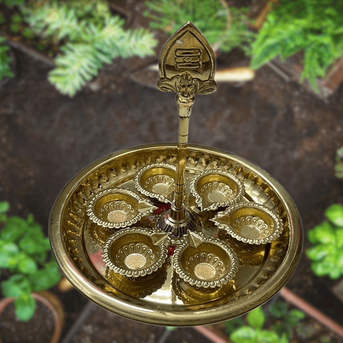 Sashti Pooja deepam 6 Diya Set with vel with Plate
