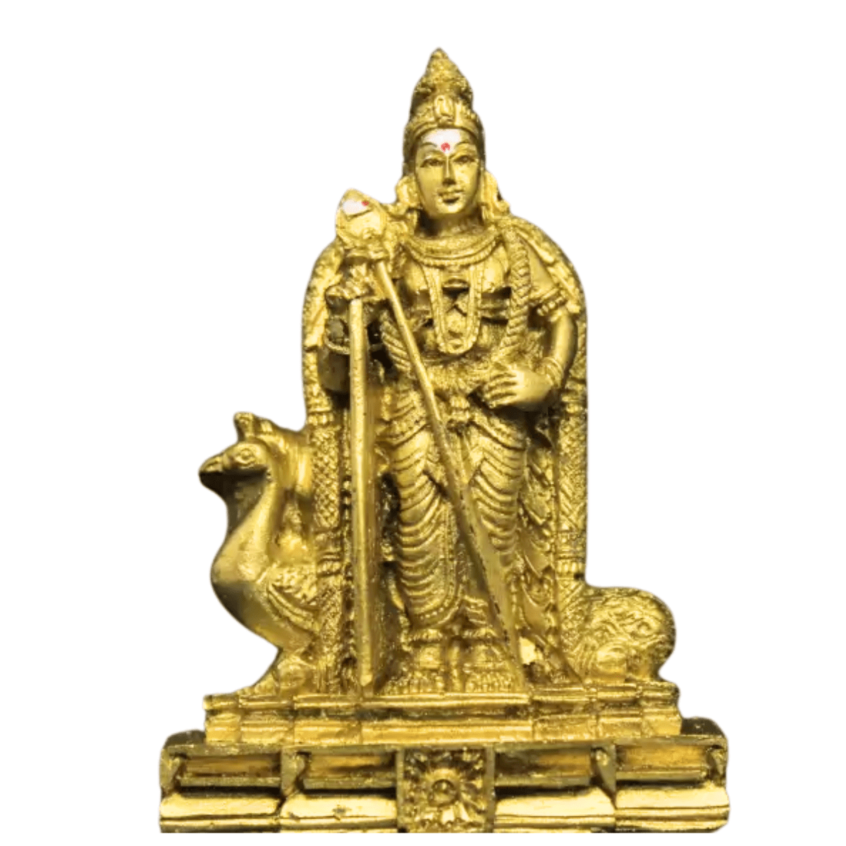 Golden Murugar Statue Kartikeya Religious Idol