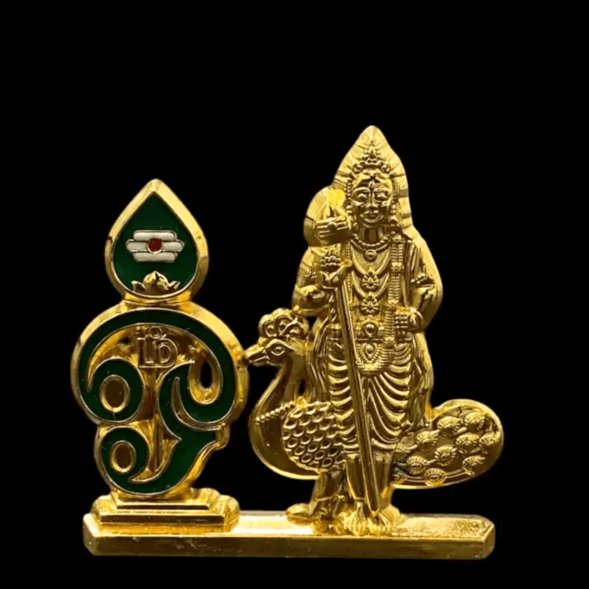 ASTRAMART GOD MURUGAN / KARTHIKEYAN WITH PEACOCK AND OM VEL IDOL